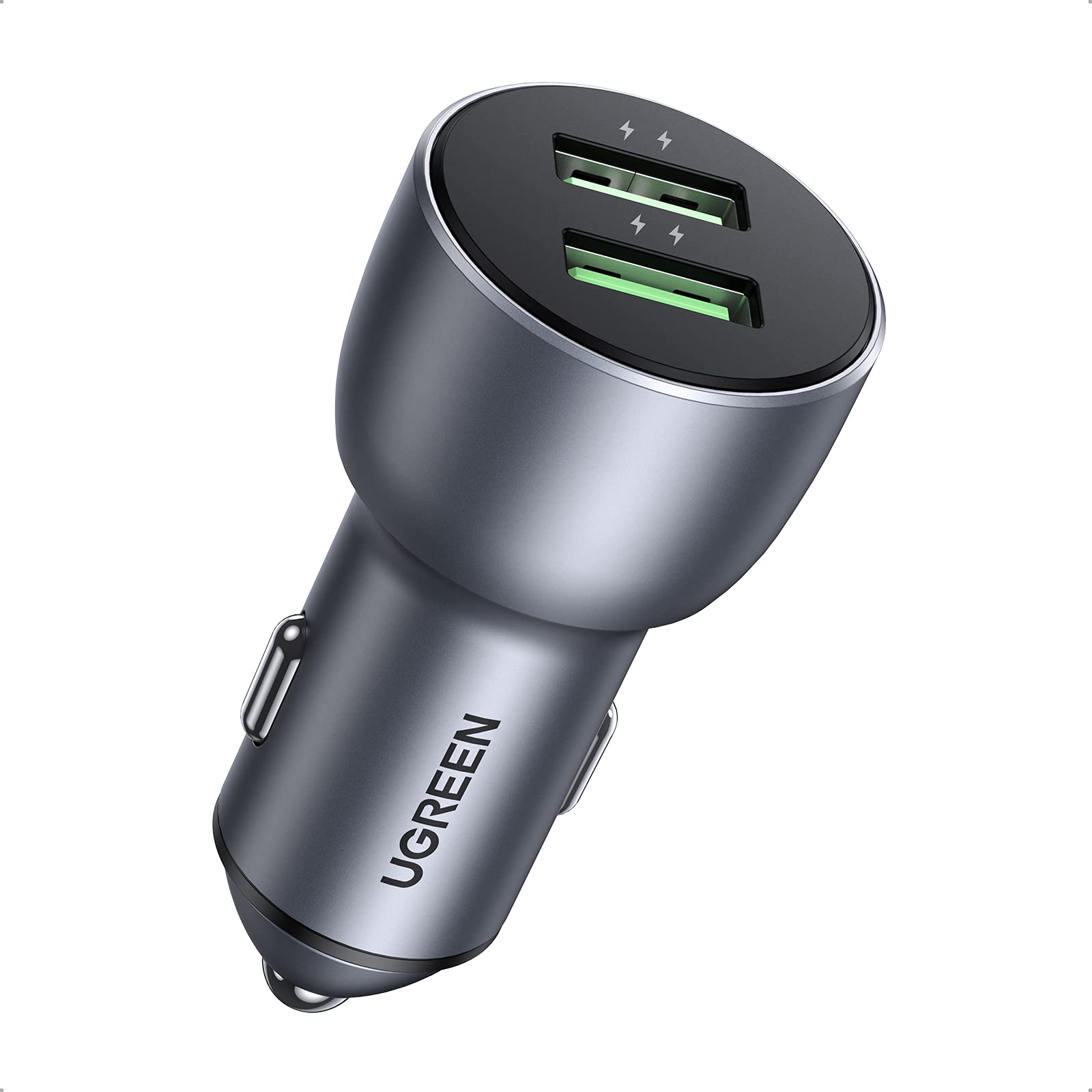 UGREEN 36W Autoladegerät Quick Charge 3.0 2 Port USB doppelt Schnellladegerät Zigarettenanzünder QC Adapter kompatibel mit Galaxy S21,S20, S10, A51, Note 10, Redmi Note 9, iPhone 12 Pro usw. von UGREEN