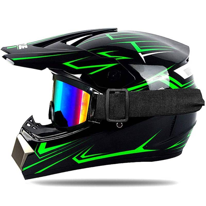 UIGJIOG Motocross-Kind-Kinder Helm D.O.T Zertifizierung Jugend Quad Crash-DH Full Face Off Road Downhill Dirt Bike MX ATV Motorradhelm Für Jungen-Mädchen,Grün,S(52~53cm) von UIGJIOG