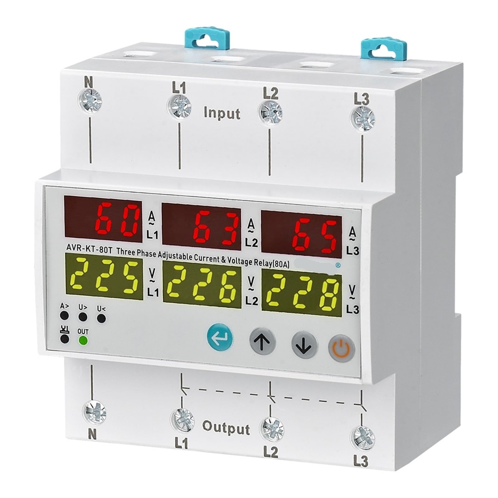 AVR-KT-XXA 3x380V + Neutraler Schlüsseltyp Überstrom- und Spannungsschutzrelais 63A 80A 100A 1St(80A) von UJHANXAT