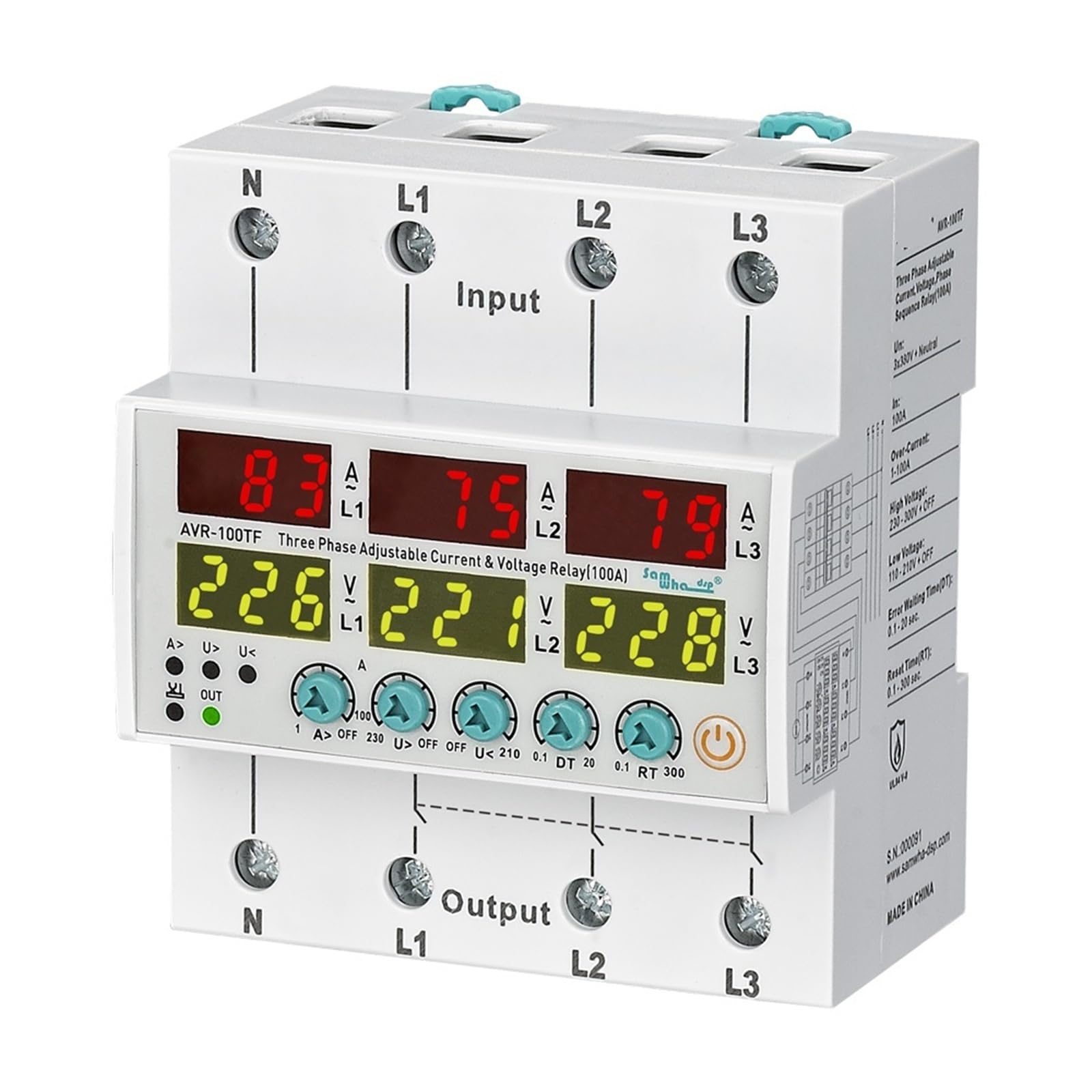 AVR-XXTF 3x380V + Neutrales Überstrom- und Spannungsschutzrelais 63A 80A 100A 1St(With Phase Sequency,100A) von UJHANXAT