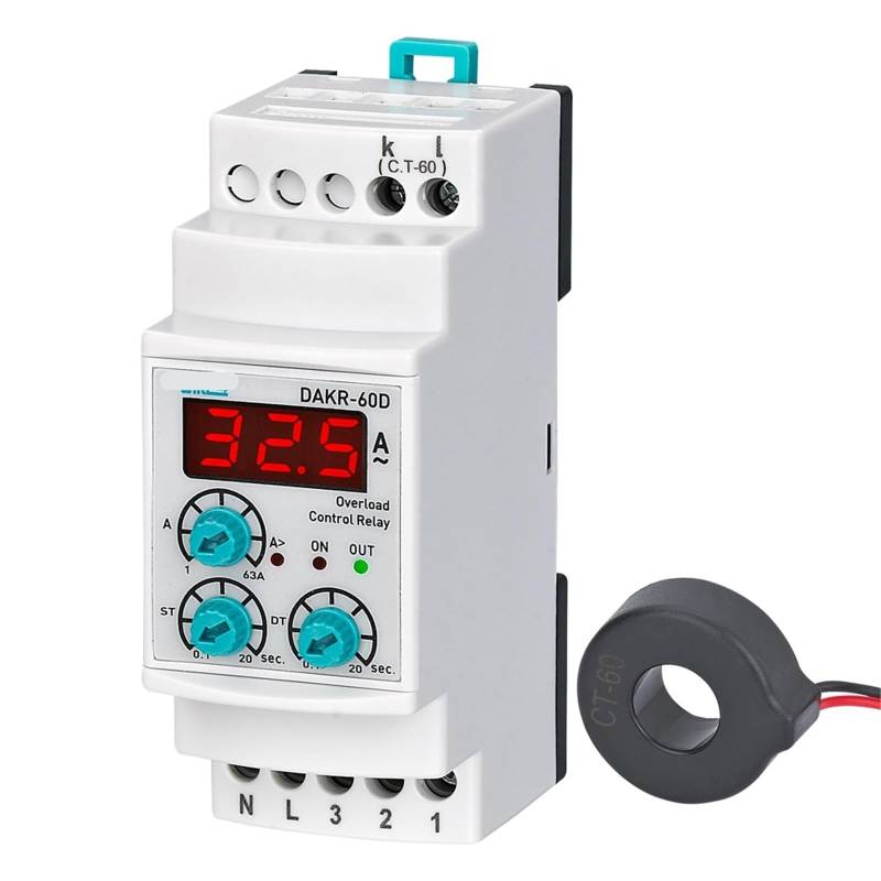 DAKR-XXD Digitales einphasiges Überlastrelais mit automatischer Rücksetzung, 1 Stück(Un 110VAC,1-63A) von UJHANXAT