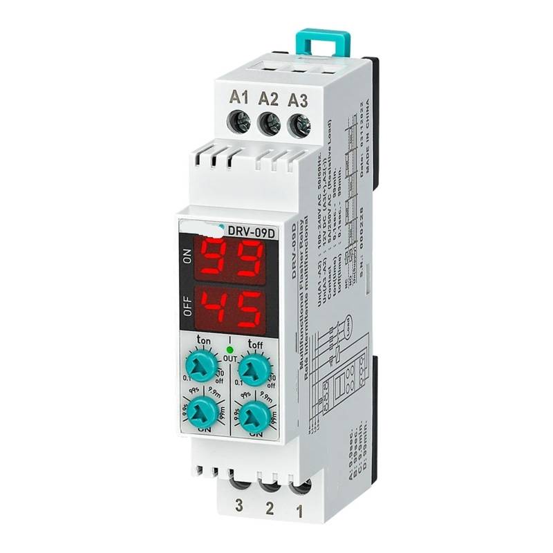 DRV-09 DRV-09D Digitales doppelt einstellbares und multifunktionales Blinkrelais 1 Stück(110VAC 12VACDC,DRV-09 0.1h-99d) von UJHANXAT