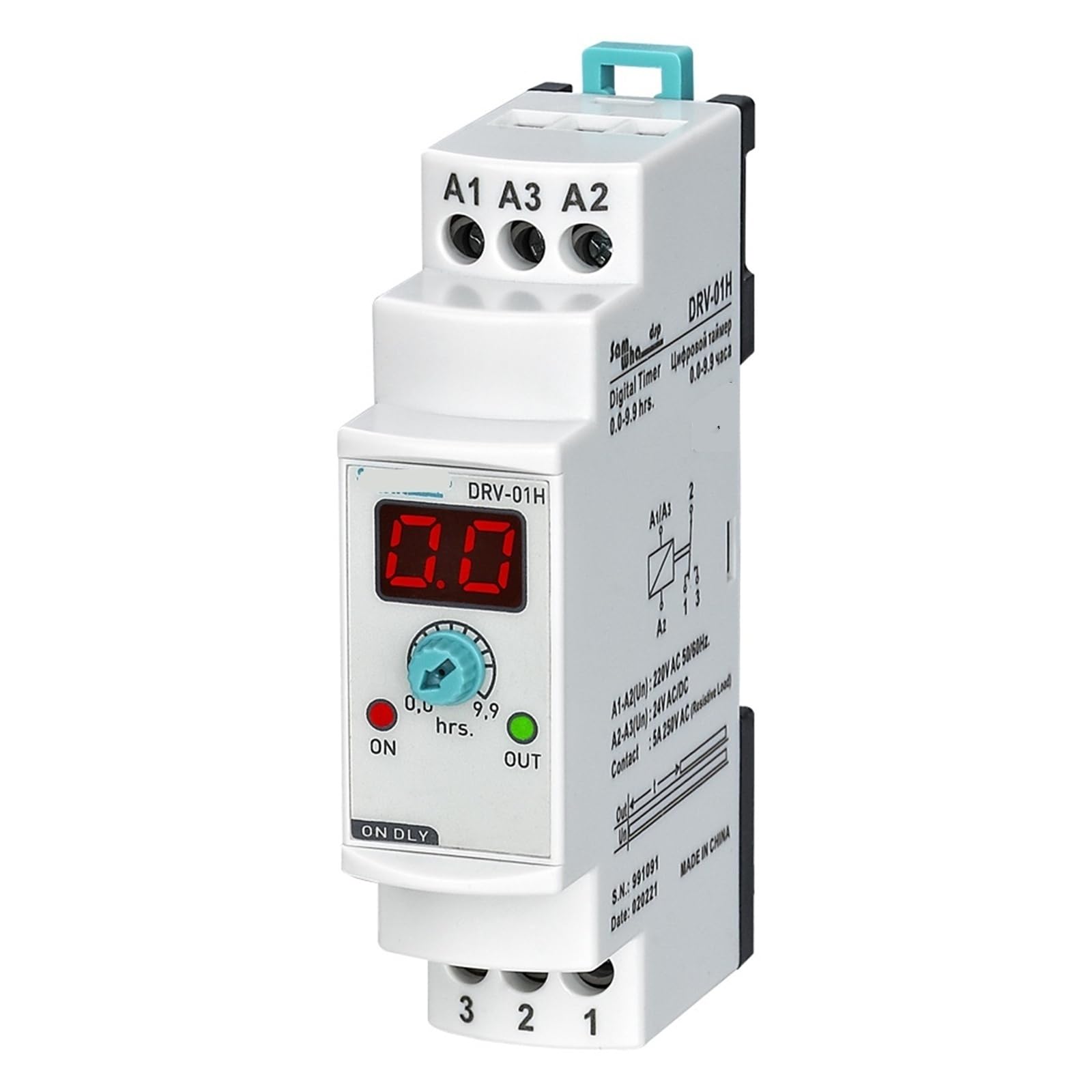DRV-XXM 110VAC/220VAC Digitales Ausschaltverzögerungszeitrelais 1St(110VAC,DRV-01DM 0.0-9.9min.) von UJHANXAT