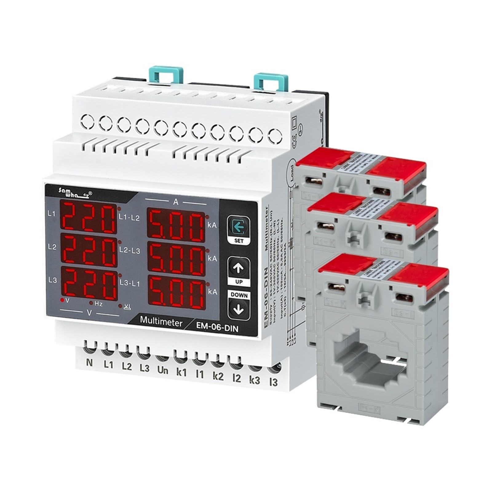 EM-06-DIN Multimeter Dreiphasen Volt Ampere Frequenz Phasenfolge Anzeige Panel Meter 1 Stücke(3CT 800A) von UJHANXAT