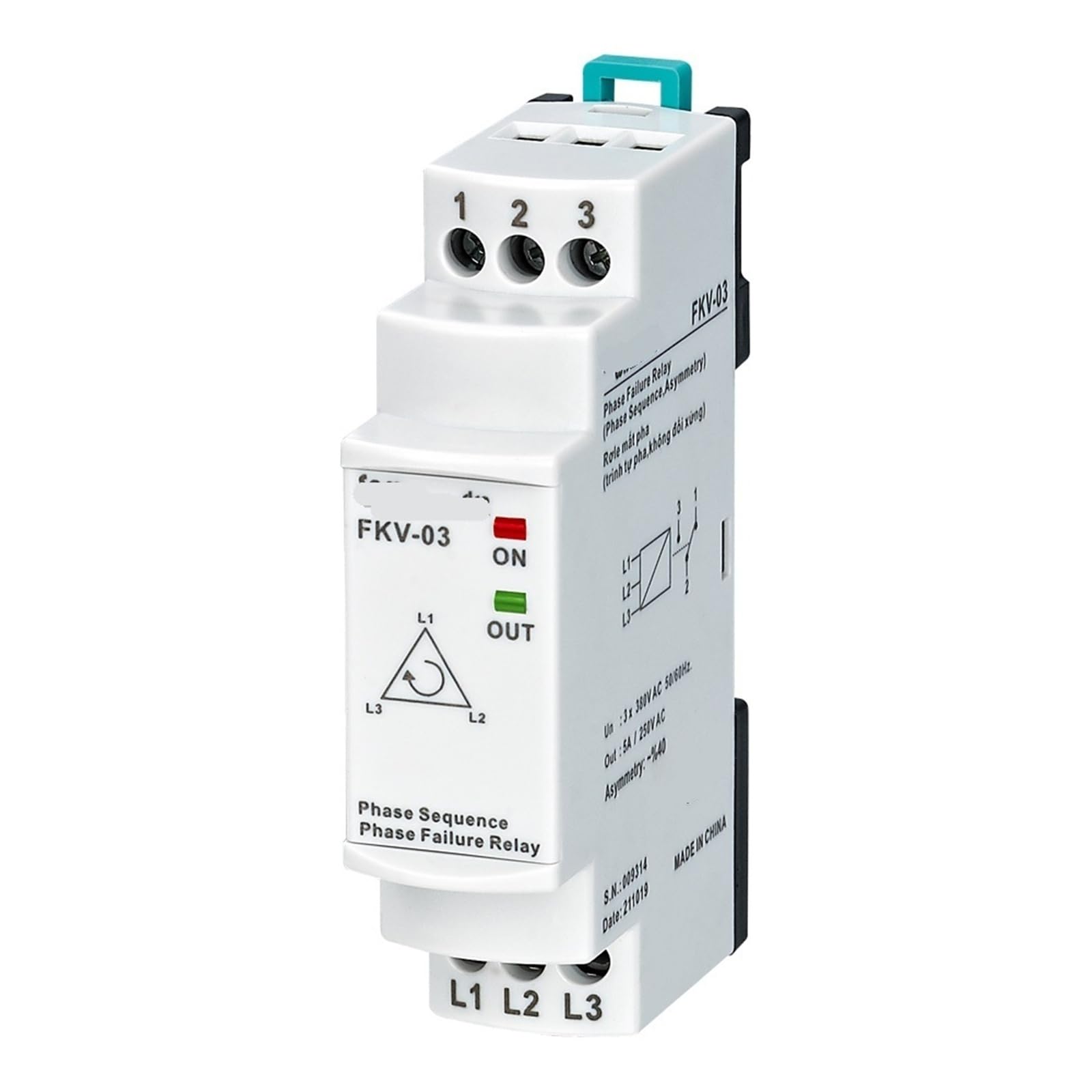 FKV-03 3 * 380VAC Nicht-Neutual Dreiphasiges Phasenausfall-Phasenasymmetrie-Phasenfolgerelais 1Pcs FKV-03 3 * 380VAC Nicht-Neutual Dreiphasiges Phasenausfall-Phasenasymmetrie-Phasenfolgerelais 1Pcs von UJHANXAT
