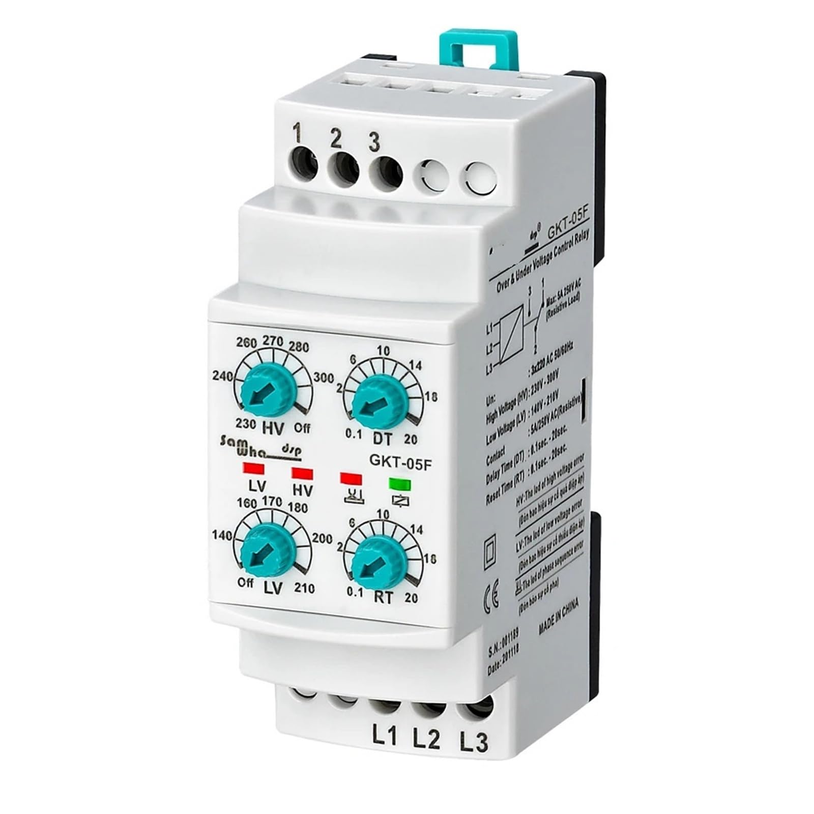 GKT-05F 3 * 220VAC Nicht-Neutual Drei-Phase Phase Ausfall Phase Sequenz Unter Über Spannung Relais GKT-05F 3 * 220VAC Nicht-Neutual Drei-Phase Phase Ausfall Phase Sequenz Unter Über Spannung Relais von UJHANXAT