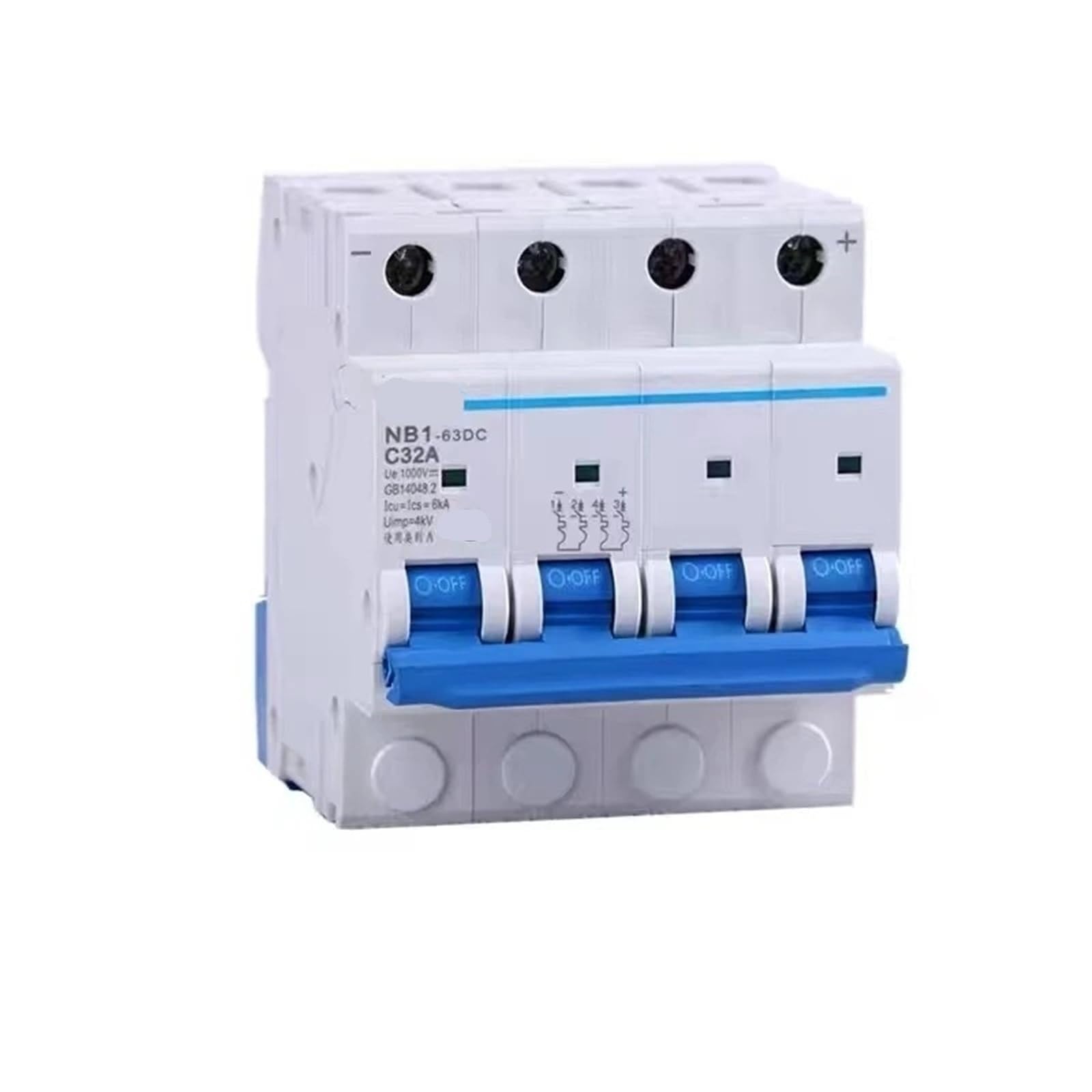 NB1-63DC DC MCB Mit Shunt Release Solar Energie Photovoltaik Mini Circuit Breaker 4P DC250V DC500V DC1000V NB1 S9 1Pcs(40A,AC DC 12V_MCB 4P DC1000V) von UJHANXAT