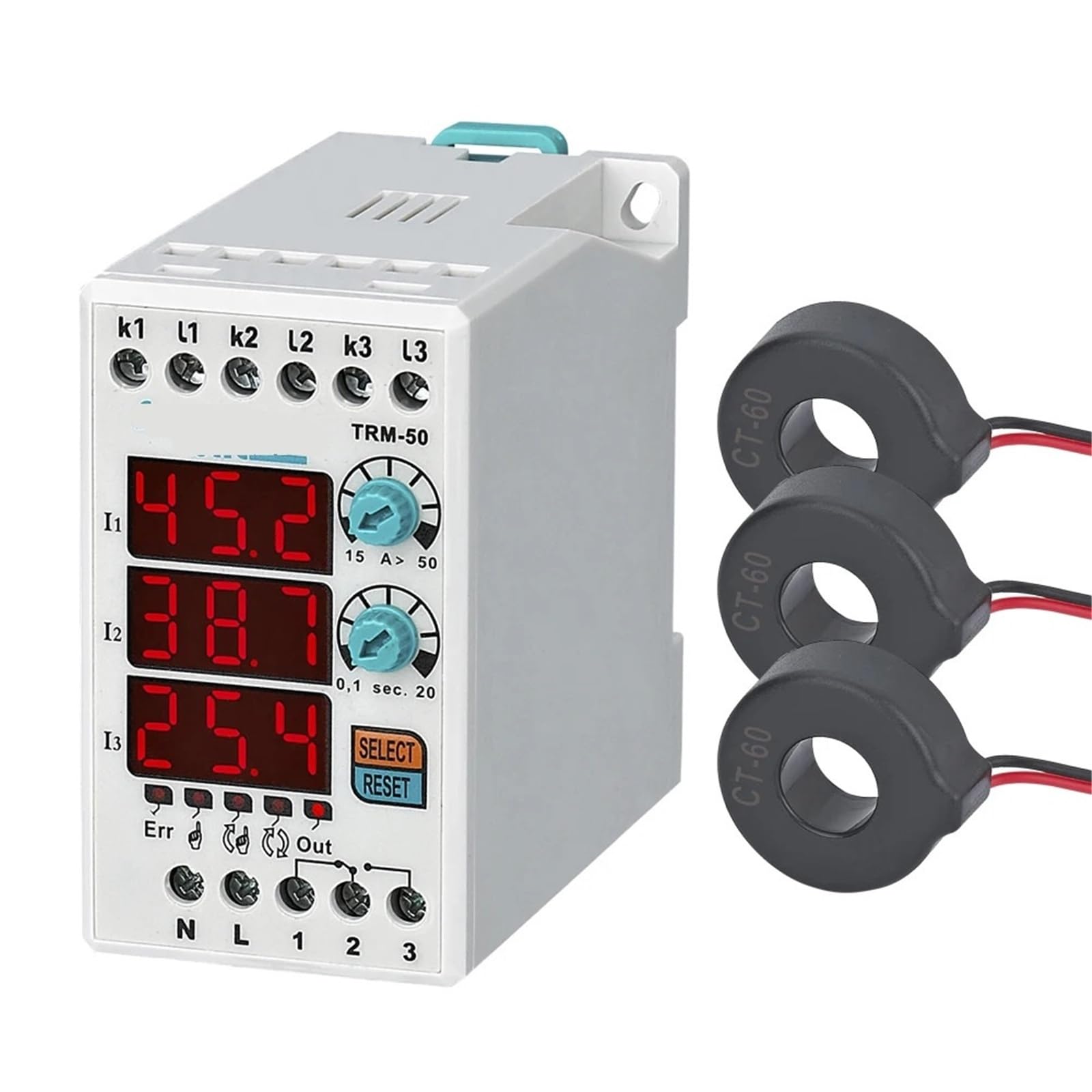 TRM-XX Manuelles halbautomatisches automatisches Reset-Digital-Überlast-Asymmetrie-Relais Thermorelais 1 Stück(110VAC,TRM-03 (0.1-3A)) von UJHANXAT