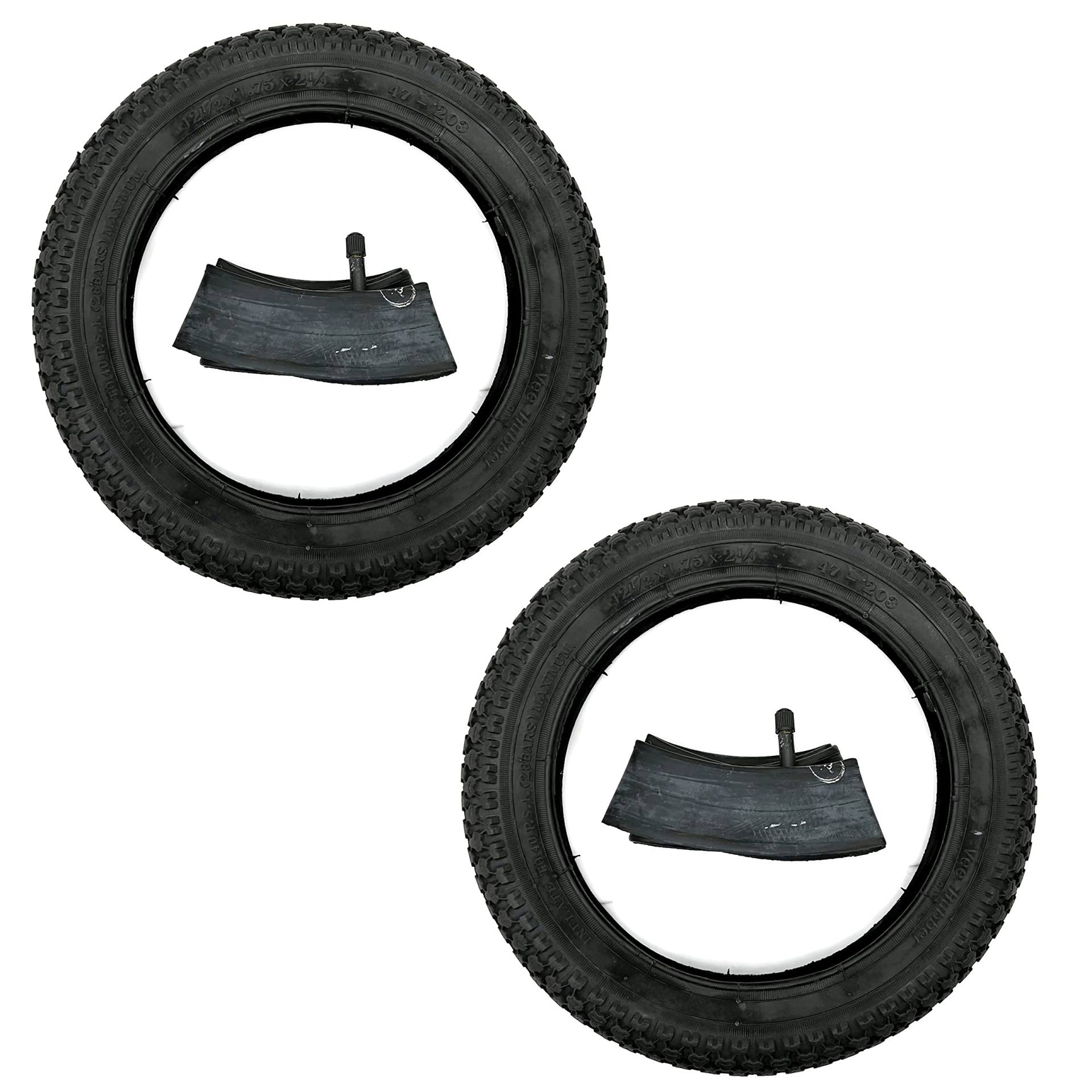 2X Reifen +2X Schlauch 12,5 x 1,75 x 2 1/4" für Kinderfahrrad Kinderwagen Puky Roller 12,5" 47-203 von UK-Motors