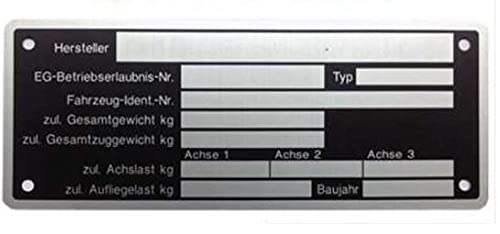 UK-Motors Typenschild Blanko 150 x 58 mm für Anhänger von UK-Motors