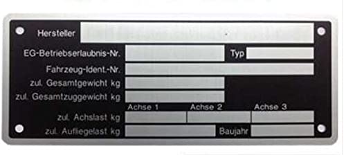 Mehrachs Typenschild Blanko 150 x 58 mm für Anhänger von UK-Motors