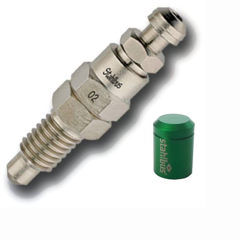 stahlbus Schnell-Entlüfterschraube M8x1.25x16 mm mit Entlüftungsventil & Ventilkappe Grün von UK-Motors