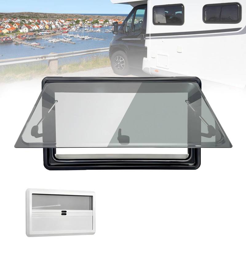Wohnmobil Fenster Wohnwagen Fenster - Ausstellfenster Camper Wohnmobilfenster Externes Push Fenster mit Integriertem Rollo und Fliegengitter für Alle Arten von Fahrzeugen (700x600mm) von UKETO