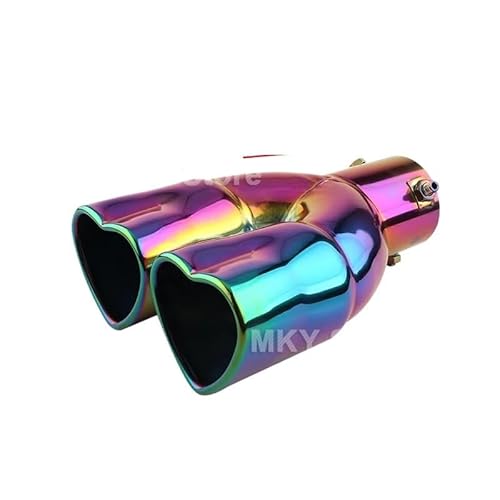 Auspuffblenden,Auto Auspuff Endrohr Universal-Auto-Auspuffendrohr in Herzform, 2,5 Zoll, Herzkante, Edelstahl, Auslass-Schalldämpferspitze(Straight Color) von UKJIAHAO