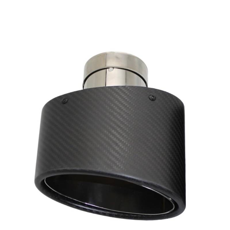 Auspuffblenden,Auto Auspuff Endrohr Universal Auto Matt Carbon Faser Schalldämpfer Spitze Auspuffrohr Düse Dekoration Edelstahl Silber Oval 150mm Links Rechts(Left 67MM) von UKJIAHAO