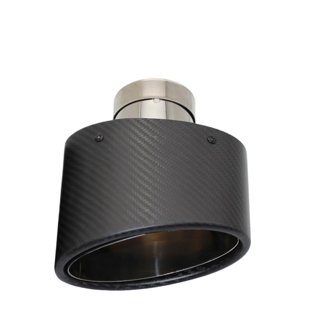 Auspuffblenden,Auto Auspuff Endrohr Universal Auto Matt Carbon Faser Schalldämpfer Spitze Auspuffrohr Düse Dekoration Edelstahl Silber Oval 150mm Links Rechts(Right 73.0MM) von UKJIAHAO