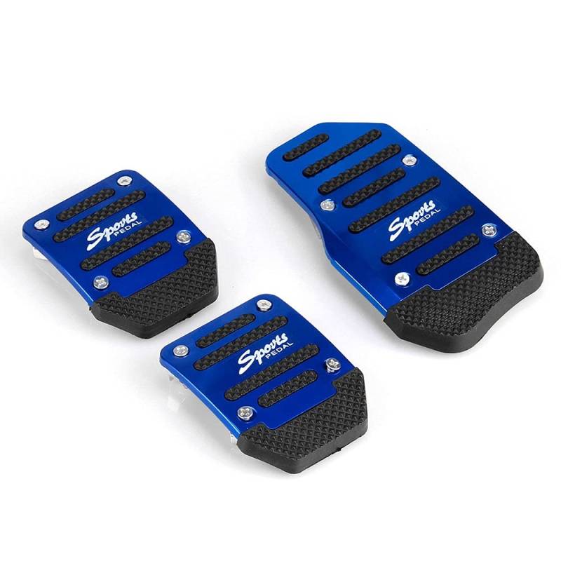 Autopedale,Pedalkappen 3 PC/Satz Universal Aluminium-Handbuch Serie automatische Anti-Rutsch-Auto-Pedal-Gehäuse Set Kit(Blue) von UKJIAHAO