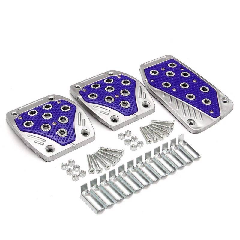 Autopedale,Pedalkappen Universal-3 PC/Set Auto-Pedal-Abdeckungs-Satz-Fuss-Auflage aus Aluminium Gummigriff Non-Slip Blau Gelb Rot Schwarz(Blue) von UKJIAHAO