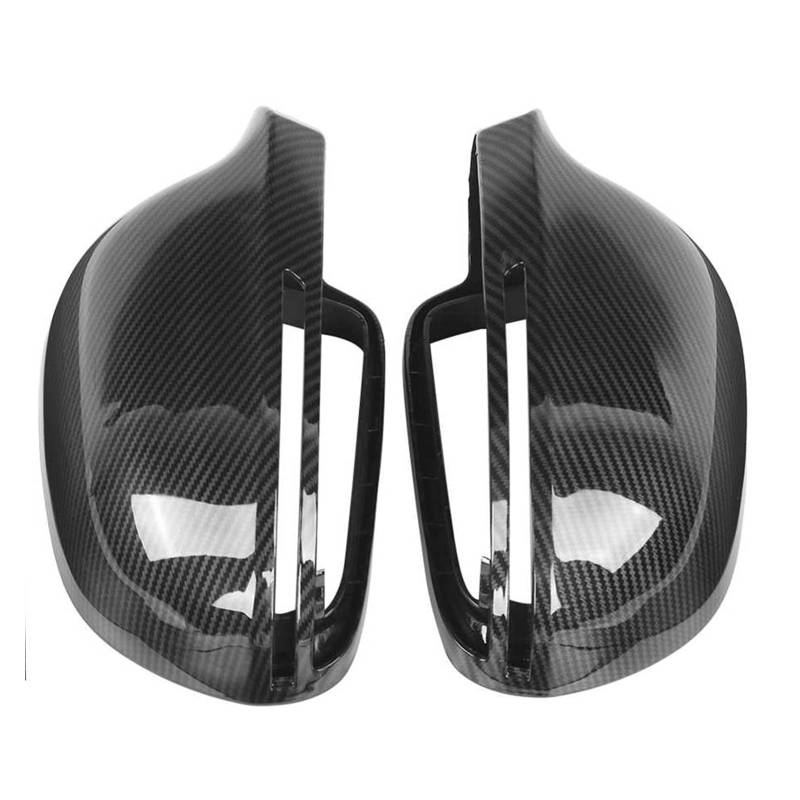Rückspiegel Abdeckung,Außenspiegelgehäuse 2 stücke ABS Kohlefaser Farbe Auto Rückspiegel Abdeckung Gehäuse Flügelkappe Hülle Passend für A4 B8 A6 C6 A5 8T Q3 A3 8P(with Side Hole) von UKJIAHAO