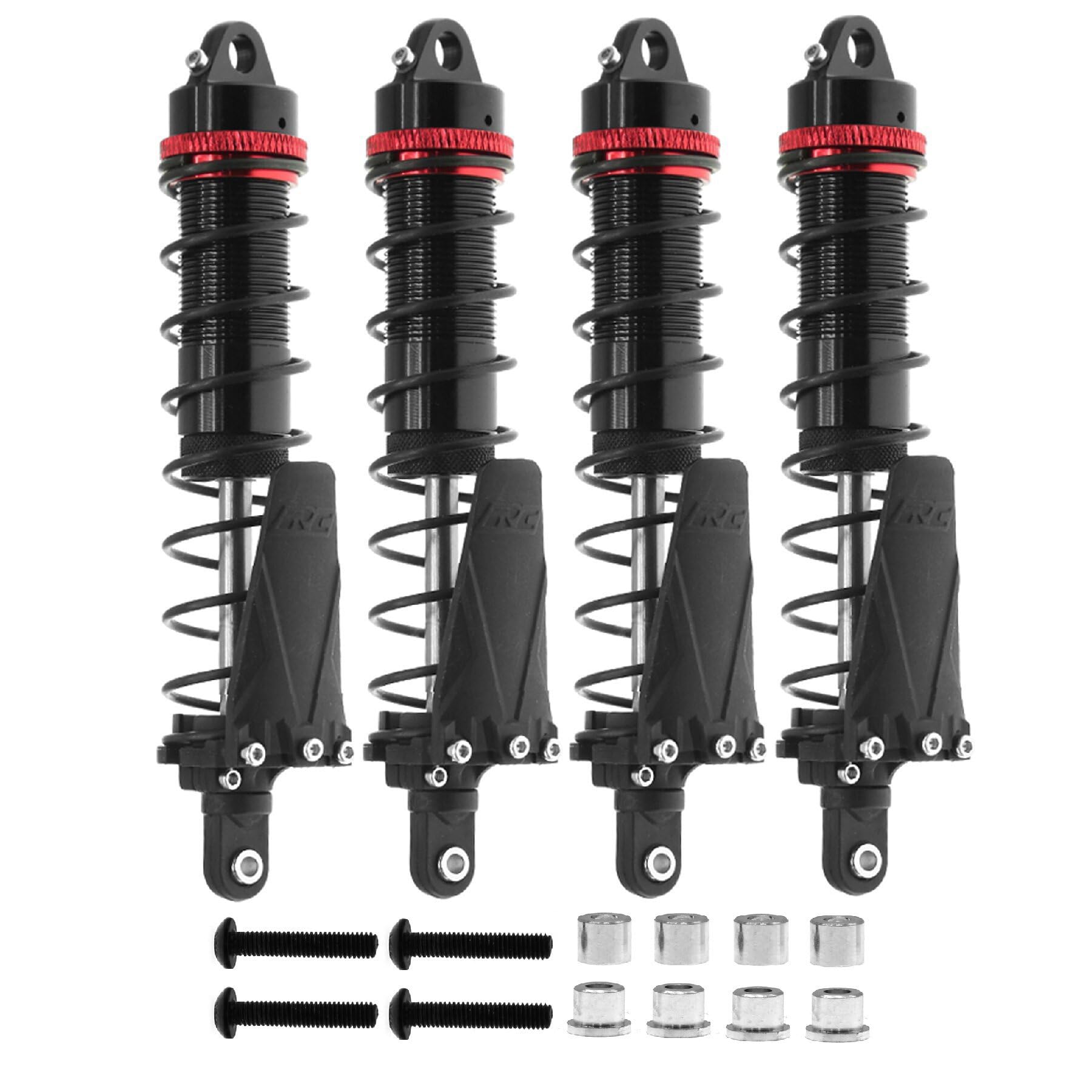 4 Stück 120 mm RC Auto Stoßdämpfer Set RC Upgrade Teile für Traxxas 1/10 Short Course Truck Hqtoys 727 RC Car (Schwarz-Rot) von ULIIK
