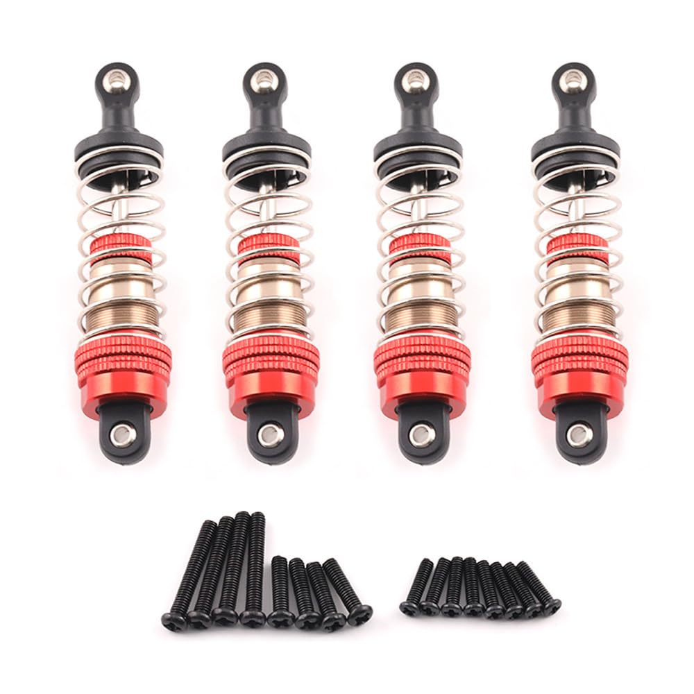 4 Stück 75 mm Stoßdämpfer Set RC Ersatzteile für MJX H16H/H16E/H16P/16208/16209/16210/14301/14210, Wltoys 144001 124016 124017 124018 124 019, SCC. Y HBX 1/16 1/14 RC Car (Silberrot) von ULIIK