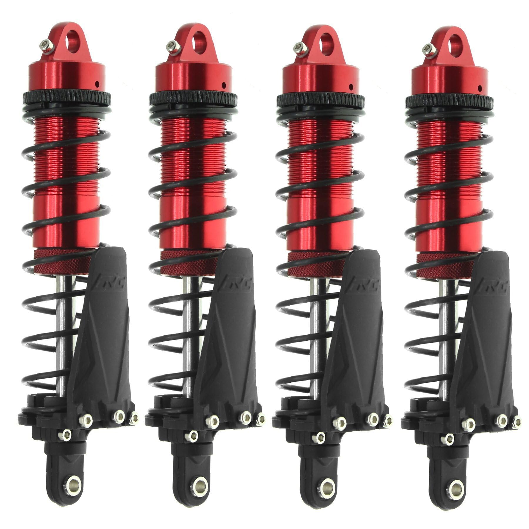 4 x 100 mm RC-Auto-Stoßdämpfer-Set, RC-Upgrade-Teile für Traxxas 1/10 Kurzstrecken-LKW Hqtoys 727 RC Auto (Rot-Schwarz) von ULIIK