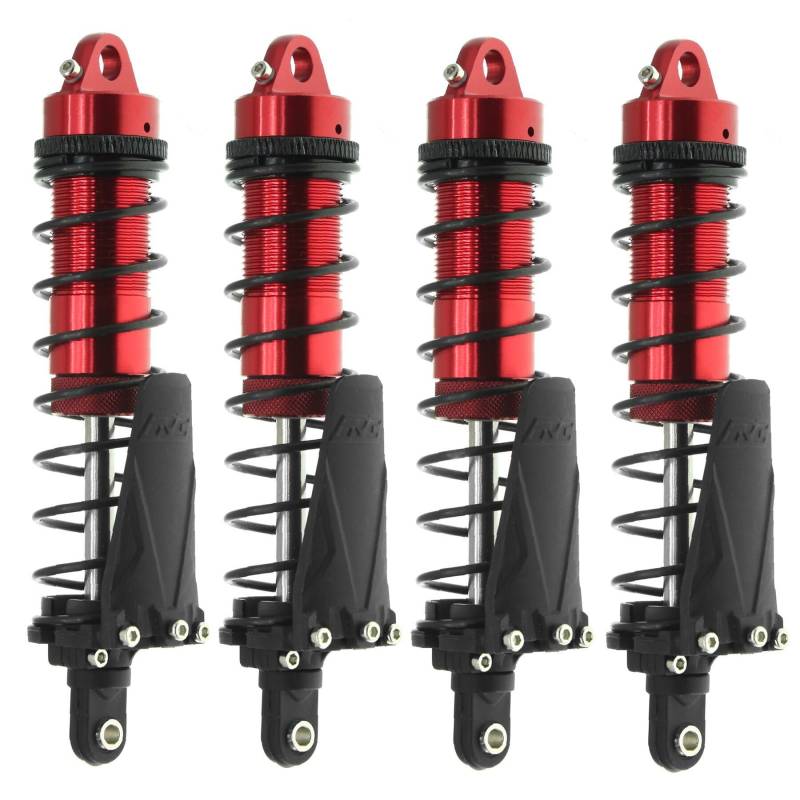 4 x 100 mm RC-Auto-Stoßdämpfer-Set, RC-Upgrade-Teile für Traxxas 1/10 Kurzstrecken-LKW Hqtoys 727 RC Auto (Rot-Schwarz) von ULIIK