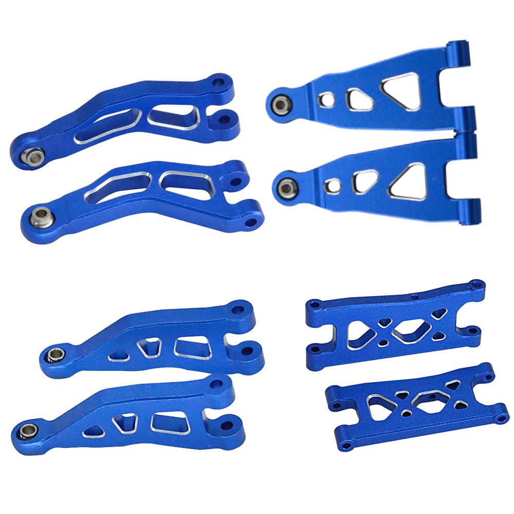 Aluminiumlegierung vorne und hinten Querlenker Set RC Upgrade Teile für ARRMA 1/14 MOJAVE GROM Brushless Brushed RC Car (Blau) von ULIIK