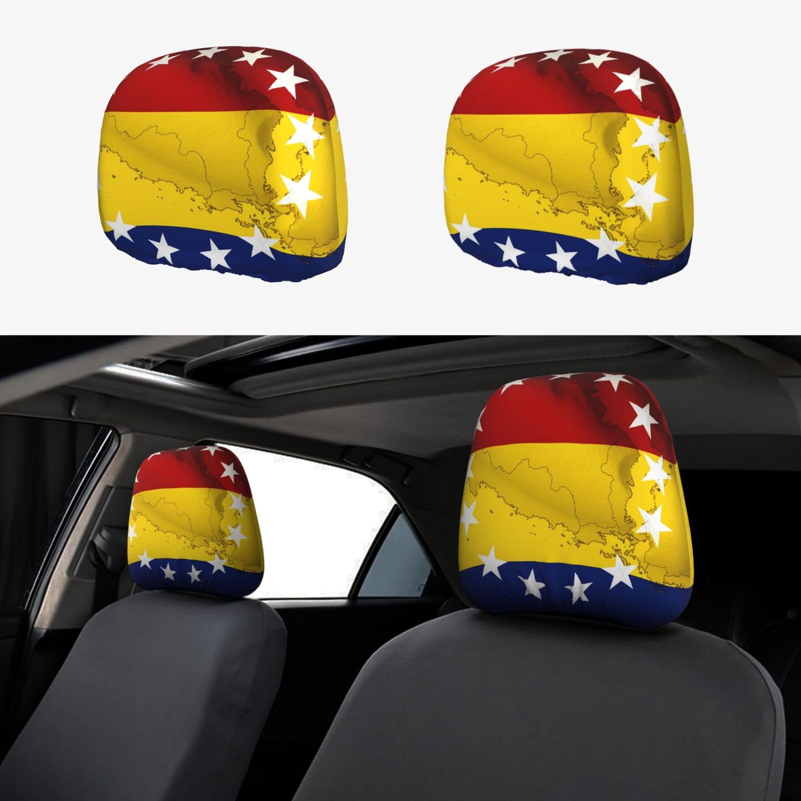ULKMFFCF Universal-Autositz-Kopfstützenbezüge mit Venezuela-Flaggenmuster für Auto-Innendekoration, 2 Stück ULKMFFCF Universal-Autositz-Kopfstützenbezüge mit Venezuela-Flaggenmuster für Auto-Innendekoration, 2 Stück von ULKMFFCF