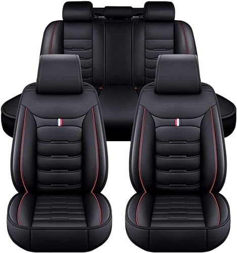 ULMANI Full Set Auto Sitzbezüge für Ford Kuga (2013-2017), Airbag kompatibel, wasserdicht, komplett vorne und hinten Schonbezüge (Color : Black-Red) von ULMANI