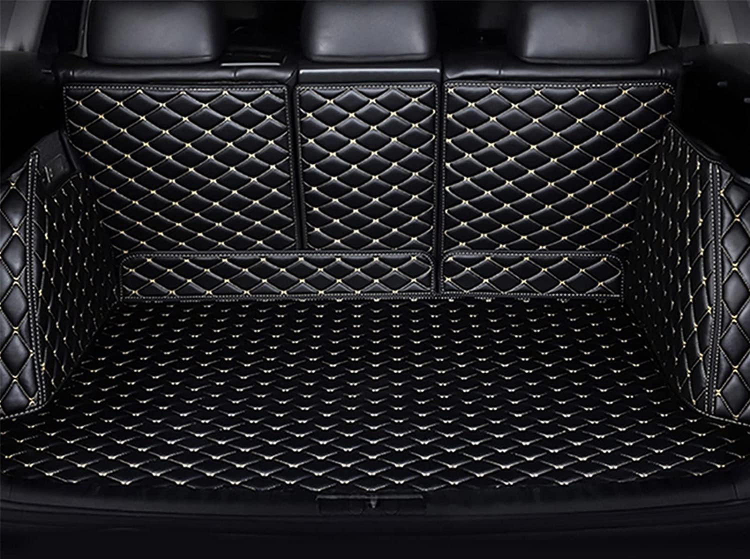 ULMANI Leder Auto Kofferraummatte für BMW X4 G02 2019-2021,Auto-Leder-Kofferraum-Innenmatte, LadefläChen-Einlagen, wasserdichte (Color : Black Beige) von ULMANI