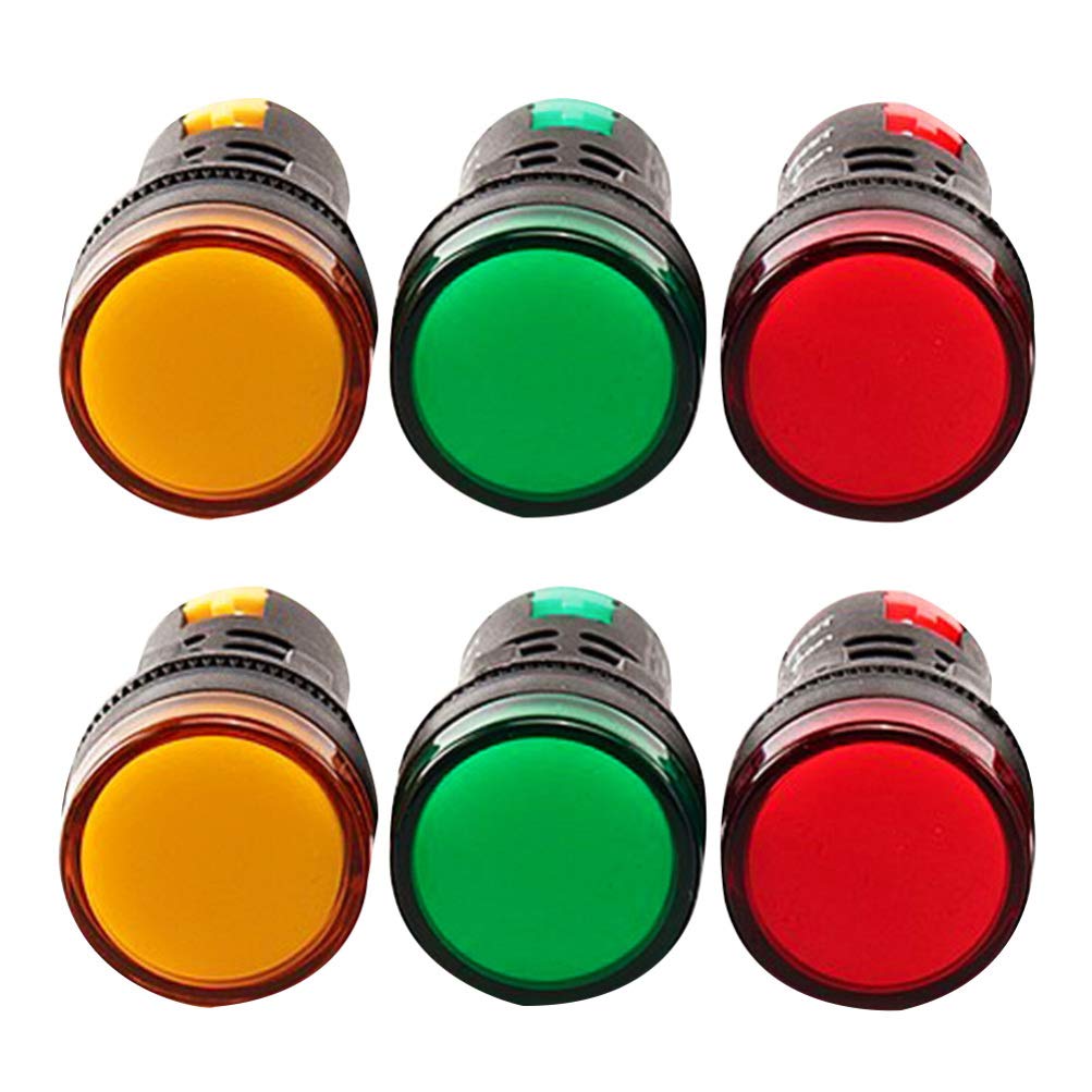 ULTECHNOVO 6-Teilige LED-Betriebsanzeige Kontrollleuchte LED-Signalleuchten 24 V Rot Gelb Grün Grüne Kontrollleuchte für DIY-Projekte Elektrische Schalttafel Hvac von ULTECHNOVO