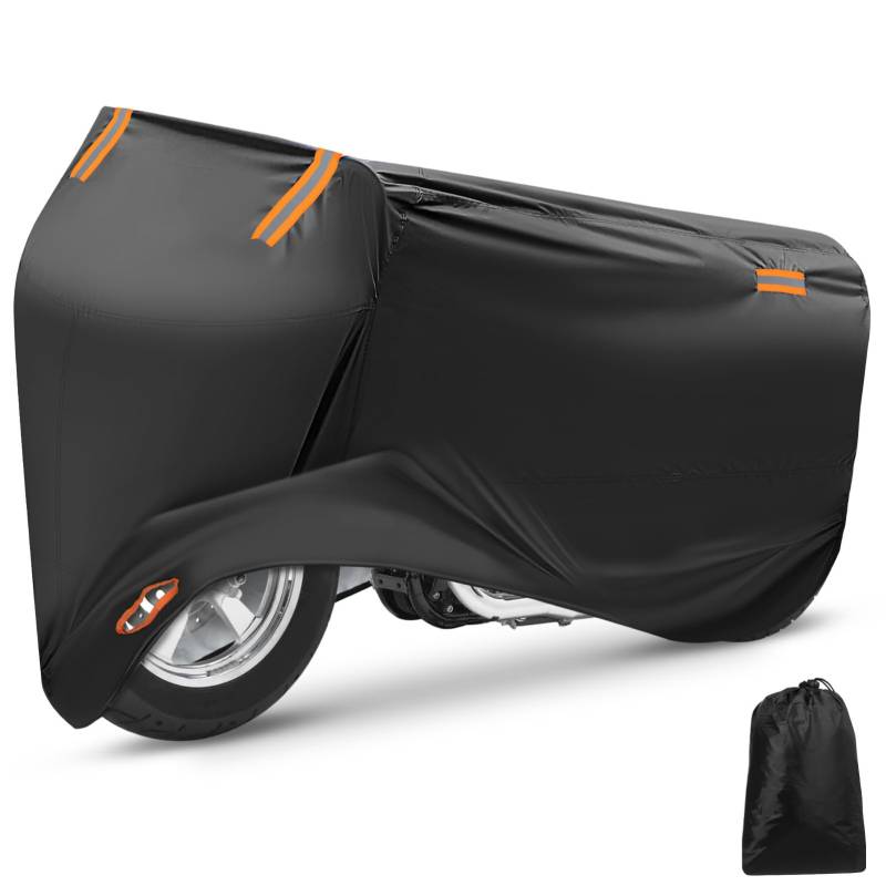 ULTECHNOVO Motorradabdeckung Abdeckung für Motorrad Rollerabdeckung wasserdicht im Freien Zubehör für Dirtbikes Motorrad-Winterabdeckung Motorradplane 210T Oxford-Stoff Black von ULTECHNOVO