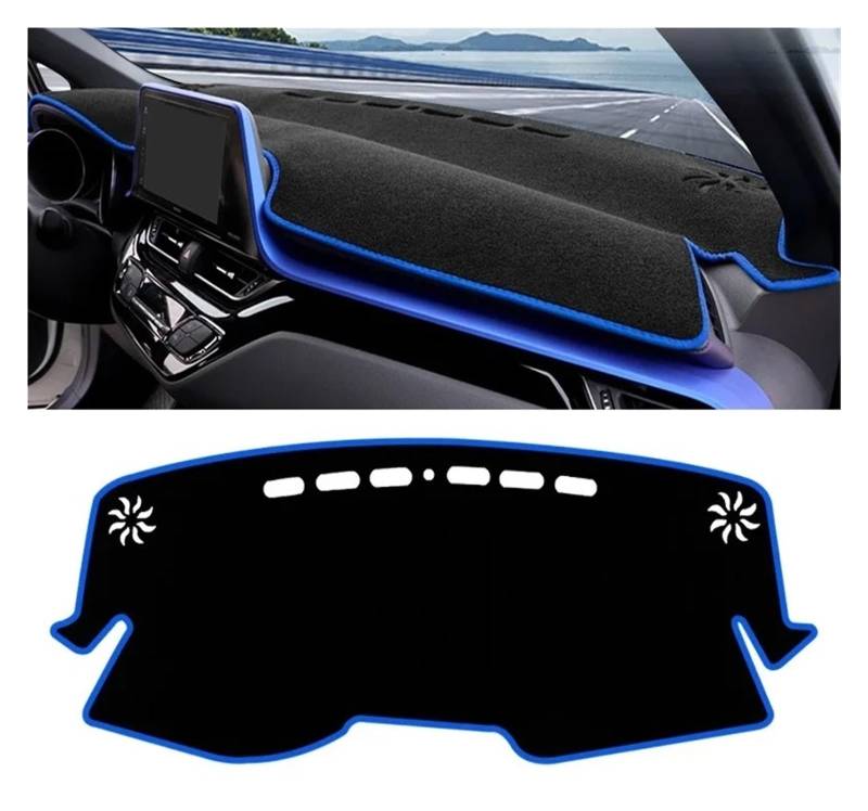 Armaturenbrett-Abdeckungen Für Toyota Für C-HR Für CHR C HR 2016-2023 Auto Dashboard Abdeckung Vermeiden Licht Pad Sonnenschutz Anti-Uv Teppiche Matte Armaturenbrettbezug(A Blue Side LHD) von UMDJJU