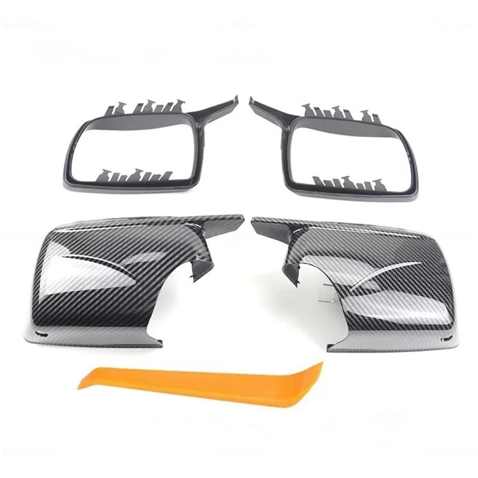 Spiegelkappen Für X5 E53 1999-2006 Seitenspiegelabdeckung Hellschwarz Mit Werkzeug Rückansicht Seitenkofferverkleidung Auto Rückspiegelkappen Rückspiegel Abdeckung(1 Pair Carbon Look) von UMDJJU