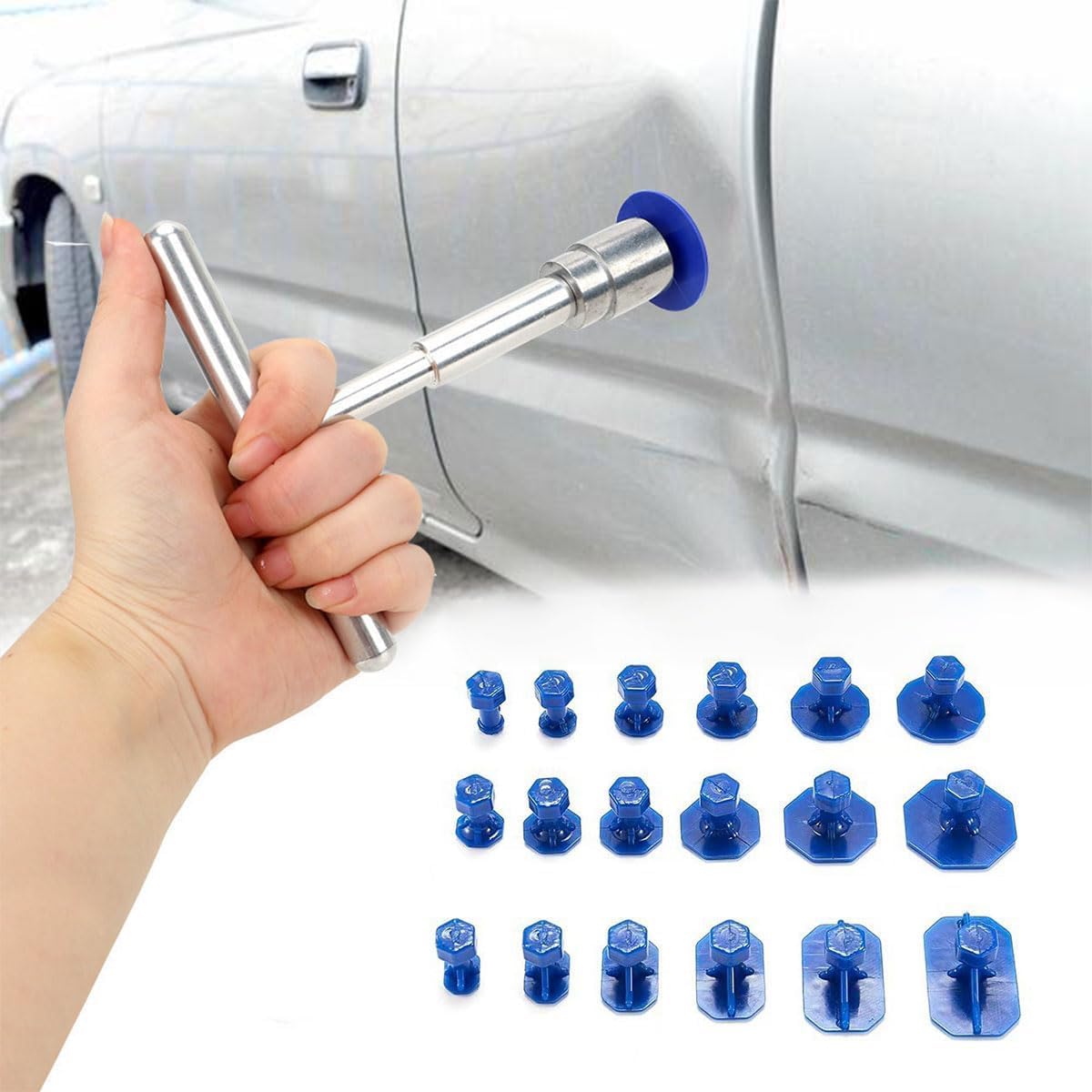 UMLIPOT Dellenzieher, Dellen Reparaturset Auto, Auto Paintless Dent Beulenzieher Kit, Auto Ausbeulwerkzeug, Dent Puller Slide Hammer für Fahrzeug Entfernen UMLIPOT Dellenzieher, Dellen Reparaturset Auto, Auto Paintless Dent Beulenzieher Kit, Auto Ausbeulwerkzeug, Dent Puller Slide Hammer für Fahrzeug Entfernen von UMLIPOT