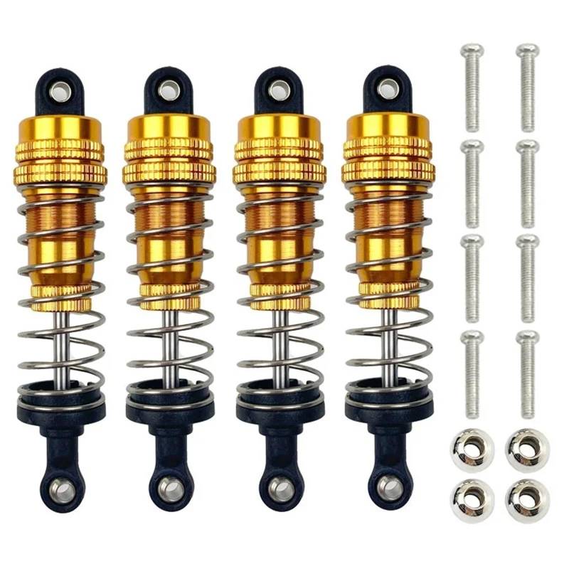 UNARAY 4 stücke Fit for WLtoys 144001 144002 144010 124007 124008 124016 124017 124018 1240190 Metall Öl Stoßdämpfer Dämpfer RC Auto Upgrade Teile (Size : Yellow) von UNARAY