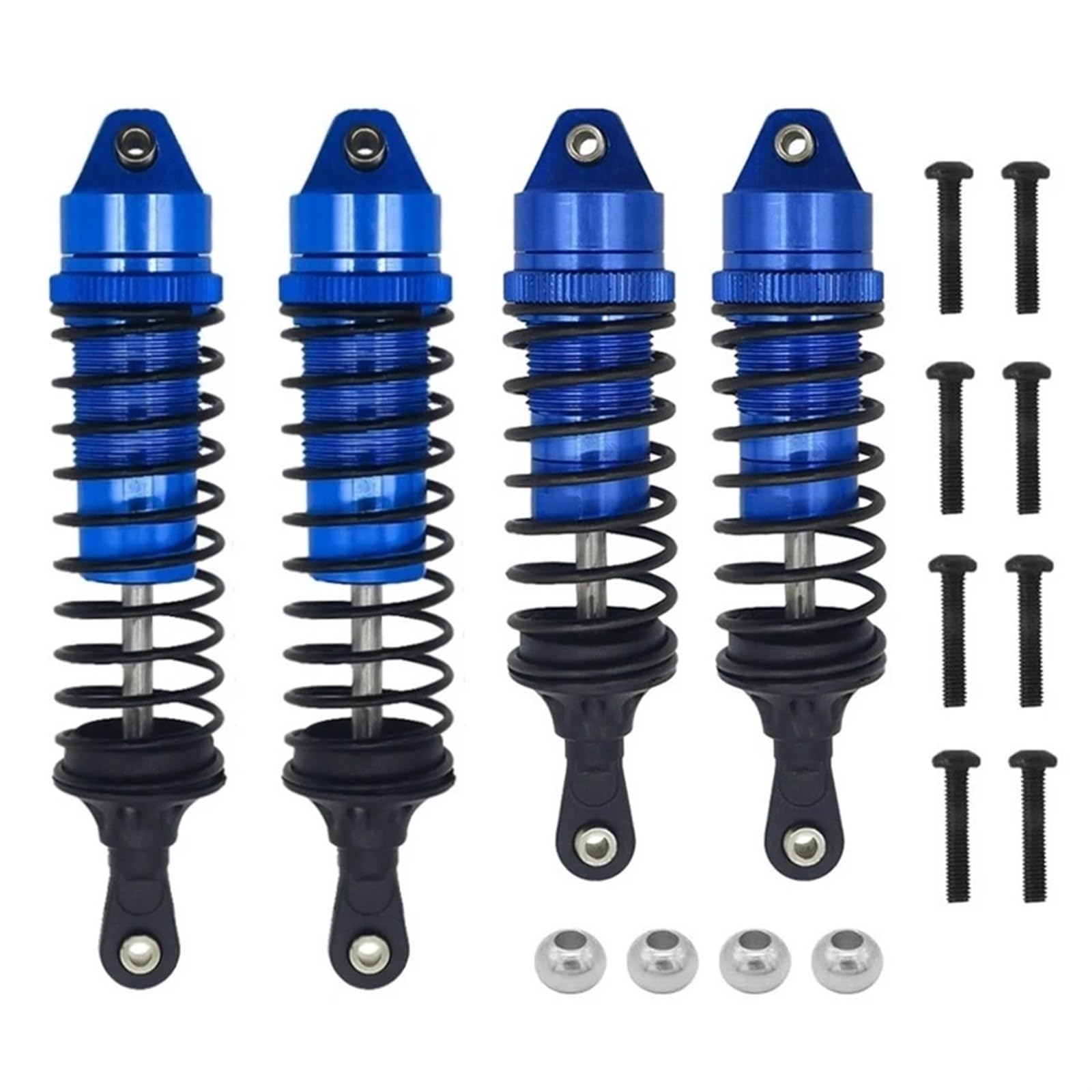 UNARAY 4 stücke Metall Vorne Und Hinten Stoßdämpfer Fit for Traxxas Slash 4X4 VXL 2WD Rustler Stampede Hoss 1/10 RC Auto Upgrades Teile (Size : Blue) von UNARAY