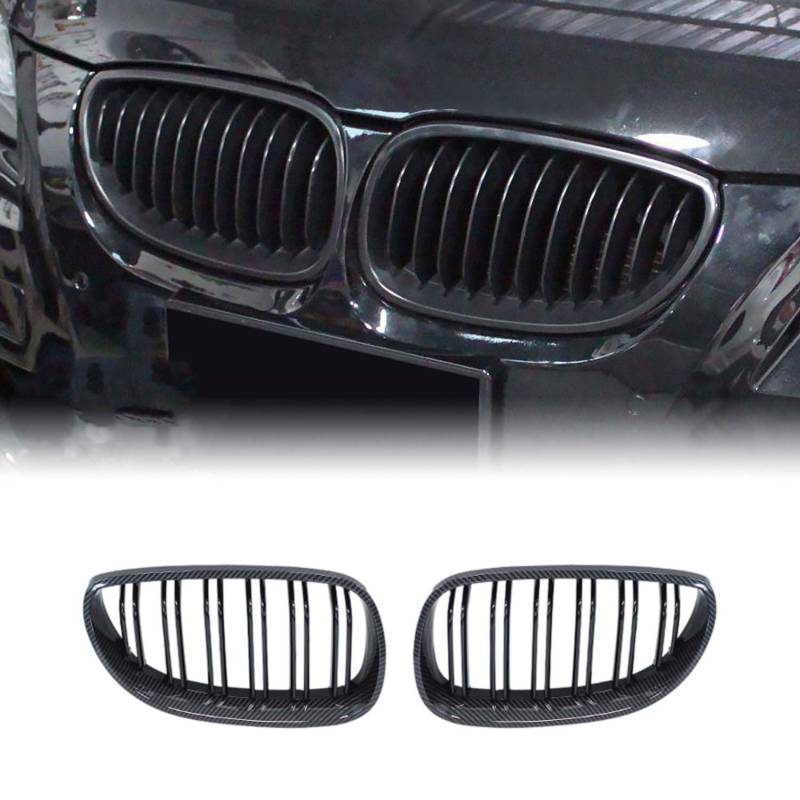 für BMW E60 E61 5 Series 2003-2009 Auto Front Kühlergrille,Auto Frontstoßstange Radiator Kühlergrille Dekoration,Ersatz Zubehör.,B-Carbon von UNCLE LIAO