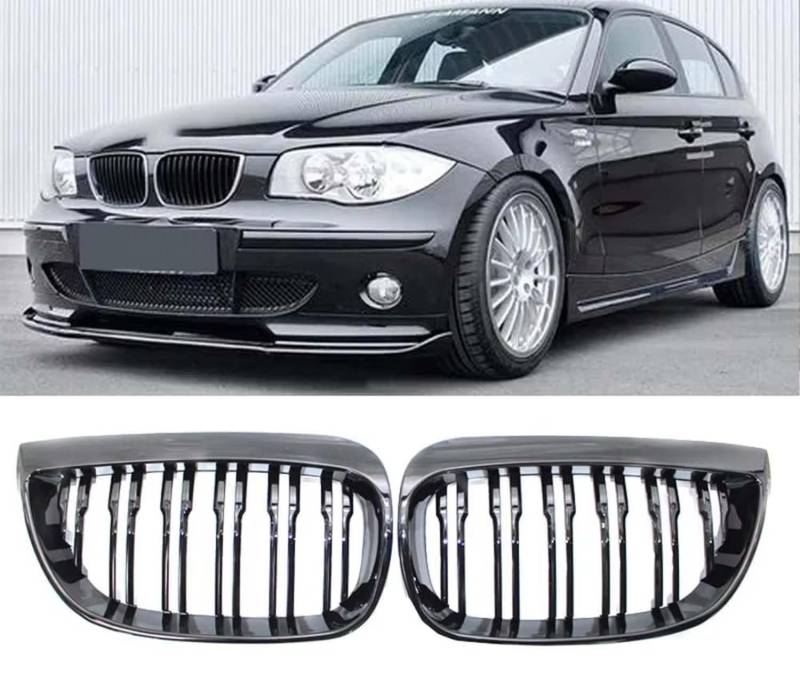 für BMW E81 E87 E82 E88 128I 130I 135I 07-11 Auto Front Kühlergrille,Auto Frontstoßstange Radiator Kühlergrille Dekoration,Ersatz Zubehör.,B-Gloss Black 04-07 von UNCLE LIAO