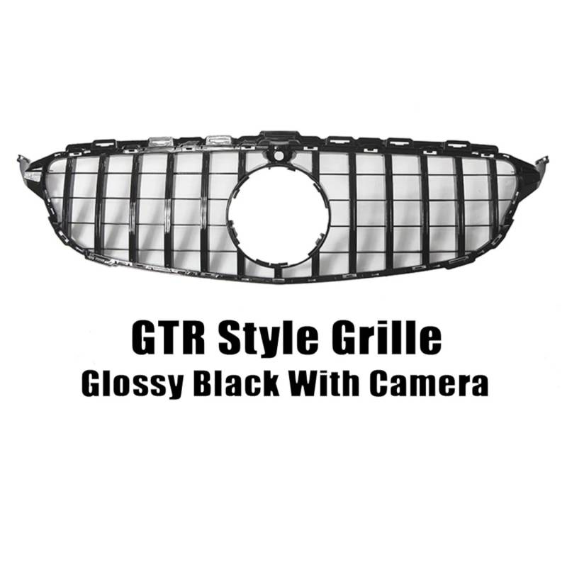 für Mercedes Benz C-Class W205 2015-2018 C180 C200 C250 C300 Auto Front Kühlergrille,Auto Frontstoßstange Radiator Kühlergrille Dekoration,Ersatz Zubehör.,A-GTR-Black W360 von UNCLE LIAO
