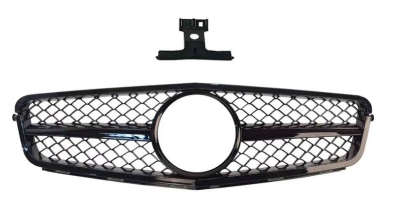 für Mercedes Benz C class W204 2007-2014 AMG GT Diamond Style Auto Front Kühlergrille,Auto Frontstoßstange Radiator Kühlergrille Dekoration,Ersatz Zubehör.,B-AM Glossy Black von UNCLE LIAO