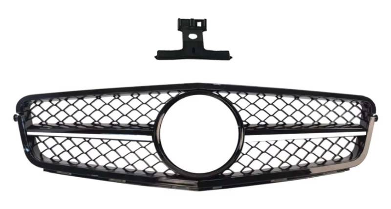 für Mercedes Benz C class W204 2007-2014 AMG GT Diamond Style Auto Front Kühlergrille,Auto Frontstoßstange Radiator Kühlergrille Dekoration,Ersatz Zubehör.,C-AM Black-Silvery von UNCLE LIAO
