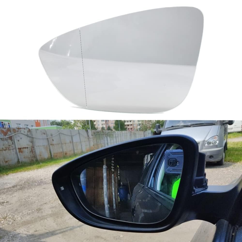 Beheizte Seitenspiegelglas für VW Passat B7 (2011-2015),Beheizbar Asphärisch Mit Trägerplatte Spiegelglas Glas Für Außenpiegel Ersatz,A-Left von UNCRON