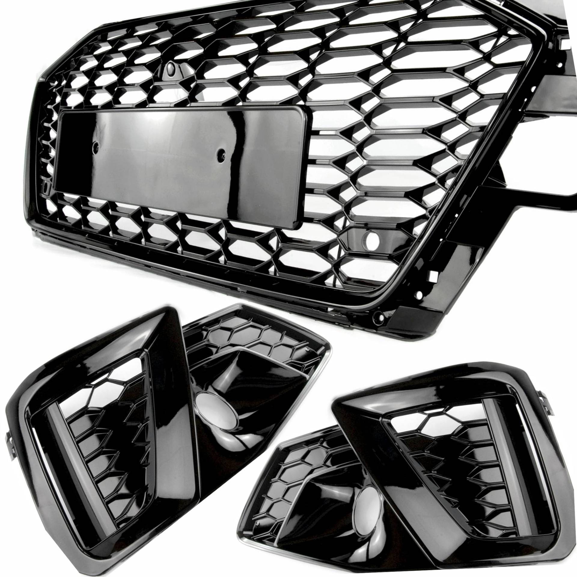 Underground Parts RS4 Style All Gloss Black Honeycomb Front Bumper Grille and Fog Light Covers Kit for Audi A4 B9.5 2019-2024 Underground Parts RS4 Style All Gloss Black Honeycomb Front Bumper Grille and Fog Light Covers Kit for Audi A4 B9.5 2019-2024 von UNDERGROUND PARTS