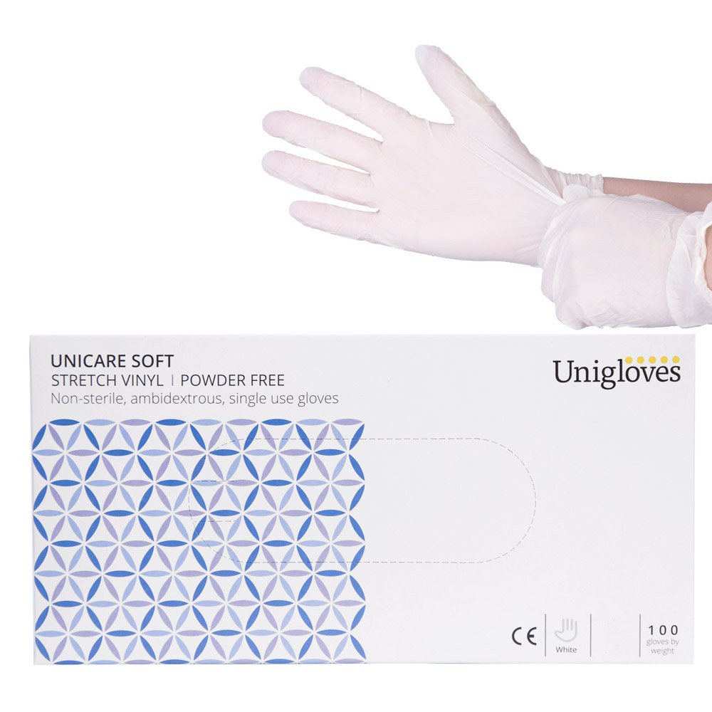 Unigloves UCSV1204 Weiche Handschuhe aus Vinyl, puderfrei, Größe L, 100 Stück von UNIGLOVES