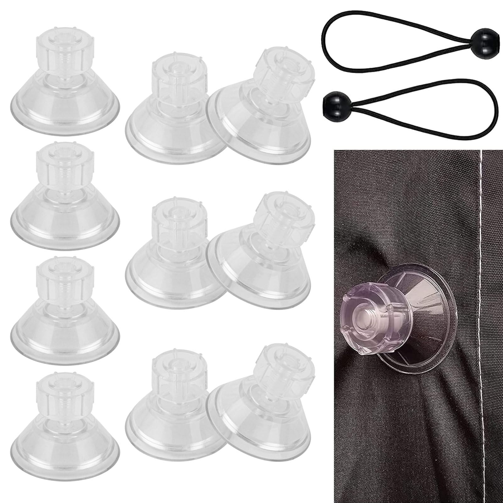 UNINGYI 10 Stück Saugnapf Camping, Saugnapf mit Gewinde Saugnäpfe für Fenster Durchsichtige Saugnäpfe, Saugnapf für Vorzelt, Auto, Camping, Fenster und Sonnenblende, (4,5 cm, mit 2 Gummibändern) UNINGYI 10 Stück Saugnapf Camping, Saugnapf mit Gewinde Saugnäpfe für Fenster Durchsichtige Saugnäpfe, Saugnapf für Vorzelt, Auto, Camping, Fenster und Sonnenblende, (4,5 cm, mit 2 Gummibändern) von UNINGYI