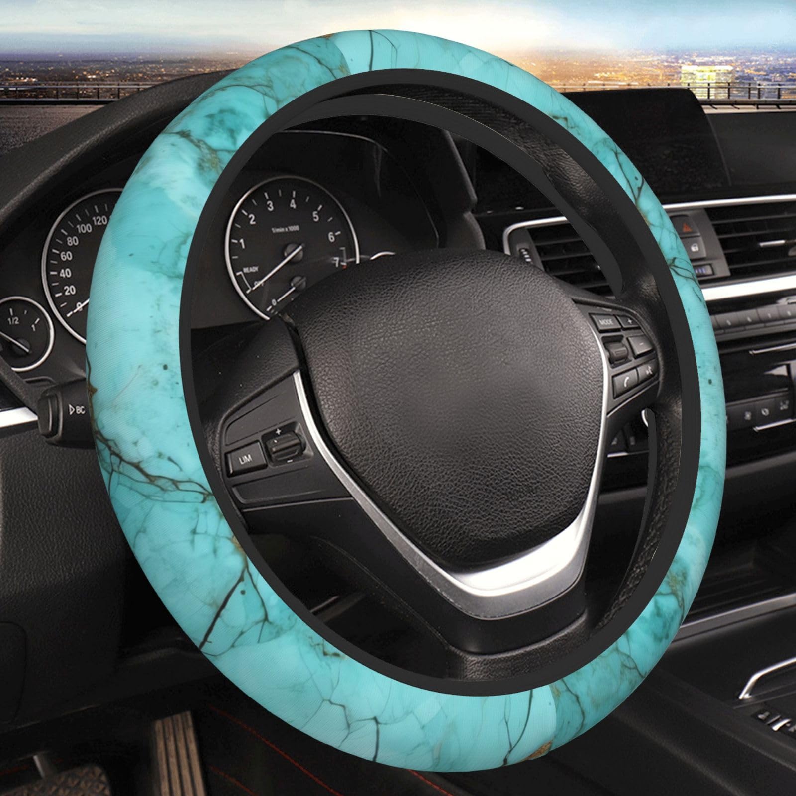Auto Lenkrad Abdeckung Für Alle Modelle Türkis Marmor Elastische Lenkradschoner Anti Rutsch Dekoration Protector Für Frau Mann Auto Rad Protector One Size Auto Lenkrad Abdeckung Für Alle Modelle Türkis Marmor Elastische Lenkradschoner Anti Rutsch Dekoration Protector Für Frau Mann Auto Rad Protector One Size von UNIOND