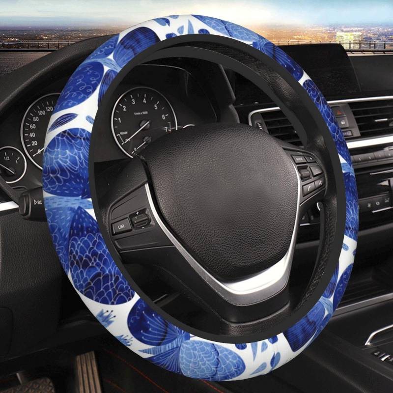 Auto Lenkradbezug Für Alle Modelle Blaue Schmetterlinge Elastische Lenkradschoner Anti Rutsch Dekoration Protector Für Frau Mann Auto Radschutz Einheitsgröße von UNIOND