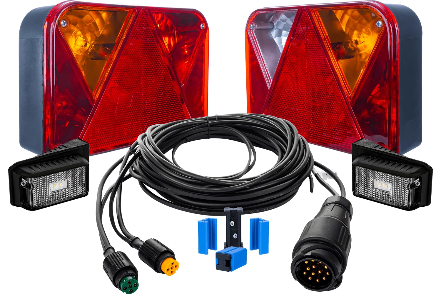UNITRAILER Set: Anhänger Beleuchtung Heckleuchten DPT 35 mit Markierungsleuchten DPT 15 und Kabelbaum 5,5 m anhänger stecker 13 polig mit Schnellkupplungen UNITRAILER Set: Anhänger Beleuchtung Heckleuchten DPT 35 mit Markierungsleuchten DPT 15 und Kabelbaum 5,5 m anhänger stecker 13 polig mit Schnellkupplungen von UNITRAILER